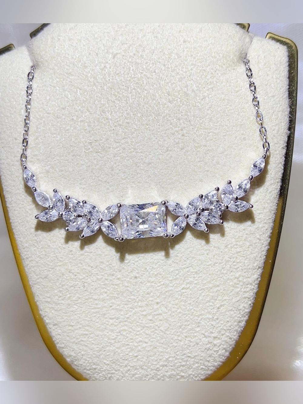 2CT Moissanite Floral Vine Necklace 925 Sterling Silver Bridal Marquise Cut CERT